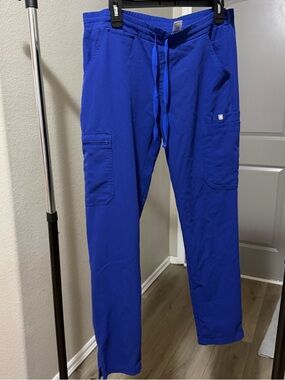 Figs Women's Royal Blue Drawstring Cargo Scrub Pants